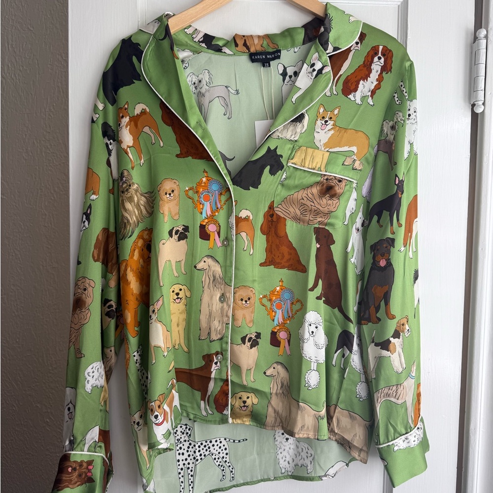 Green Artistic Button Down Shirt with Scenic Print